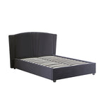 Roman Bed Frame Queen Size Black Velvet Fabric with Gas Lift plywood metal structure V43-BED-RMN-QBL