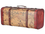 Vintage Suitcase Portable Composite Wood Map Pattern Design Vintage Storage Chest V1294-YM0714-3115210131111