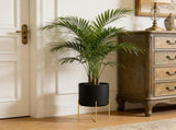 12.6x8.1in Large Metal Floor Planter with Stand Decorative Iron Pot with Drainage Holes for Living V1366-AZ2-W-14832