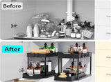 CARLA HOME 2 Pack Under Sink Organizer with Pull-Out Basket and Hooks for Bathroom & Kitchen LSB-36318