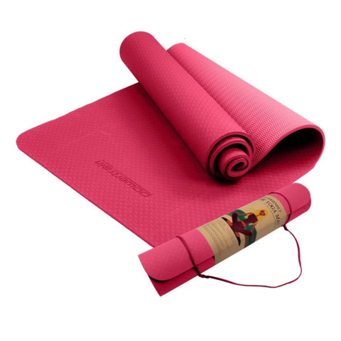 Powertrain TPE Yoga Pilates Exercise Mat 6mm - Rose Pink YM-TPE-SC-RPK