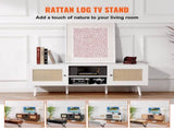 Rattan TV Stand for 65 inch TV, Boho TV Stand with Rattan Door, Entertainment Center with Build-in V952-TBDSJ55YCBSL3PJVTV3