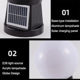 15cm Diameter Outdoor Solar Table Lamp White Acrylic Ball Post Light with Aluminum Mount Post 4 V1107-124-17122-WHT-15CM