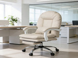 Levede Executive Office Chair Footrest PU Leather Tilt Gaming Work Seat Beige OF1070-BG-AU