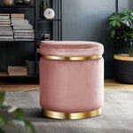 Artiss Ottoman Foot Stool Round Velvet Pink FS-B-675-VEL-PK