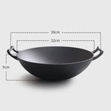 SOGA 32cm Commercial Cast Iron Wok FryPan Fry Pan with Double Handle ZPAI013A