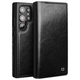 Compatible with Samsung Galaxy S24 Ultra Compatible Genuine Leather Wallet Phone Case Flip Stand V1188-CE-Y918-00112
