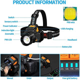 USB Rechargeable Black T6 LED Headlamp with Motion Sensor for Outdoor Camping and Fishing V178-59155