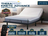 Therapedic Kinetic Advance Adjustable Long Single Bed Base with Head Tilt ADJ-BED-KAD-LS