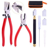 Premium Glass Running Breaking Pliers and Class Cutter Kit, Heavy Duty Glass Cutting Tool with V1192-AZ-W-3427
