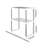 Expandable Microwave Rack, 2 Tier Microwave Oven Rack, Kitchen Countertop Organizer with Hooks, V1366-AZ2-W-23287
