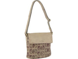 Pierre Cardin Leather Perforated Cross-Body Bag with Flap Closure - Latte V563-PC-3340-LATTE