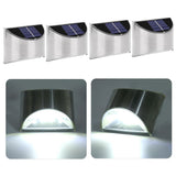 4Pcs Set Stainless Steel Solar Power LED Wall Light LightControl for Garden Yard Lighting V1294-YM0901-3111200146511