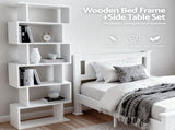 Artiss King Single Bed Frame and Bookshelf WBED-004KS-FURNI-DIS-AB