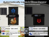 CARLA HOME Automatic Chicken Coop Door Solar Powered with 4 Mode Timer & Light Sensor, Anti-Pinch & V178-36375