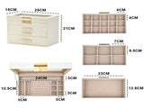 4 Layer Jewelry Box PU Leather Jewellery Organizer Multi-functional Storage Case with Clear Glass V985-JEWELRYORGANIZER