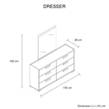 Queen 4 Pcs Bedroom Suite with Dresser Fabric Upholstery MDF Combination of Black & Cement Colour V43-BDS-COP-4PC-DRS