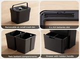 Devanti 72L Sensor Bin Rubbish Bins 4-in-1 Compartment Stainless Steel Trash Can Black SB-E-3C-72L-BK