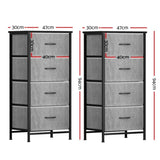 Artiss Set of 2 Chest of 4 Drawers Storage Dresser Tallboy Grey DIY-CDR-4D-GYX2