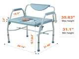 Commode Chair, Bedside Commode with Drop-Down Arms and Detachable Backrest, 5-Level Adjustable V952-WLKBSGYZD1009SMAXV0