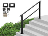 Outdoor Handrails for Steps, 4-5 Step Stair Rail Kit, Black Square Tube with Horizontal Bar, Carbon V952-FGDHGZLSLZFSY0FVPV0