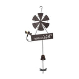 Hanging Welcome Windmill w Bell Dragonfies 88cm V637-06985WEL
