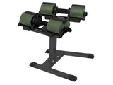 Powertrain Eon Dial Up 72KG Adjustable Dumbbells Pair with Stand - Green DMB-B10-036-GN-2S