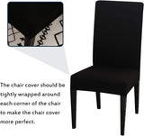 Dining Room Chair Covers Stretchy Washable Set of 6 Black Seat Covers for Hotels Removable V1188-TR101-30916-4