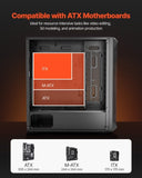 PC Gaming Case, Mid-Tower, Computer Case with High-Airflow Tempered Glass Panel, Dust Filter, 4 x V952-DNJXZT120MMBU4Q2Z001V9