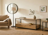 CARLA HOME Coffee Table with 2 Drawers - Open Shelf - Brown - Rustic - Steel - Living Room Bedroom V178-36449