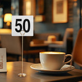 50pcs White Double-Sided PVC Table Number Cards for Weddings, Receptions, Restaurants, Events with V1370-AZ4-14595