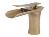 Bathroom Sink Faucet Antique Single Span Brass Waterfall Under Counter Basin Mixer Tap for Cold and V1294-YM0626-3112220096011