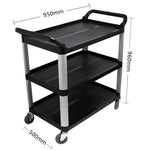 SOGA 3 Tier Food Trolley Food Waste Cart Storage Mechanic Kitchen Black Large FOODCARTRUBBISHL