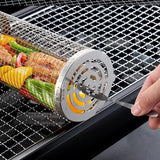 2 Pack Stainless Steel Rolling Grill Baskets with Hooks Forks for Vegetables, Seafood, Camping V1189-LC-HW-00496