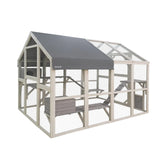 Samland Large Wooden Outdoor Cat House Catio with Platforms, Ramps, Cozy Houses and Weatherproof V1060-DCT2441