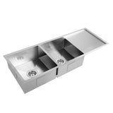 Cefito Kitchen Sink 111X45CM Stainless Steel Basin Double Bowl Silver SINK-11145-R010