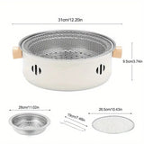 Portable mini tabletop barbecue grill, made of stainless steel, includes a grill mesh, designed for V1232-BXSSKL001