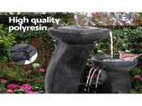 Gardeon Solar Water Feature Cascading Fountain 3-Tier Mushroom LED Light 70CM FOUNT-MUSHROOM-BLUE