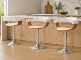 Artiss Bar Stools X3 Kitchen Counter Chair Gas Lift Swivel PU Selina White BA-TW-8006A-WHX3