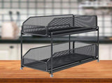 Pull Out Cabinet Organizer 2 Tier Carbon Steel Mesh Large Capacity Easy Maintenance Sliding Basket V1294-YM0706-3118230202312