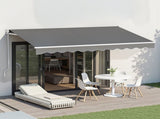 Instahut Retractable Folding Arm Awning Motorised Sunshade 3.5M X 2.5M Grey AWN-B-ARM-REMOTE-35X25-GREY