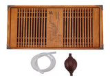 Kungfu Tea Tray Chinese Gongfu Tea Tray Drainage Water Storage Wood Tea Table with Drain Pipe Yellow V1294-YM0703-3118230040211