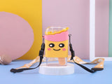 Portable Water Cup Cute Cartoon Design Large Capacity Plastic Water Bottle with Carry Cord Straw for V1294-YM0716-3118220096711