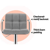 Artiss 2x Bar Stools Fabric Gas Lift w/Armrest Grey BA-K-1055A-FABRIC-GYX2