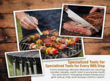 9-Piece BBQ Grill Tool Set, Stainless Steel with Storage Bag,Very suitable for camping, backyard V1188-MS-825-004