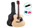 Alpha 41 Inch Acoustic Guitar Wooden Body Steel String Dreadnought Wood GUITAR-D-41-NAT
