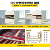 Drawer Slide Soft Close Drawer 1Pair 34" Ball Bearing Full Extension 500lb V952-CTDGBYCW500342RPVV0