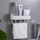 Bathroom Wall Mounted Shelf Self Adhesive Storage Organizer Rack Load 2KG for Home Shower Bathroom V1370-AZ4-20305