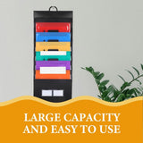 Portable Black Accordion File Organizer with 6 Pockets, Wall-Mount Hanging Folder for Office V1366-AZ2-W-22499