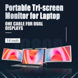 14 Inch FOPO Triple Portable Monitor 1080P FHD IPS Triple Monitor Laptop Screen Extender for 15"-17" V255-S400